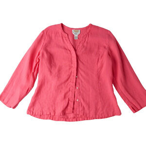 Talbots Women’s 10P Irish Linen Shirt Classic Preppy Barbiecore Costal Elegant